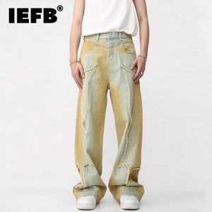 Męskie dżinsy IEFB High Street Męska moda Make Vintage Trendy American Style Gradient Proste Denim Pants Męskie spodnie 9A8589 231030