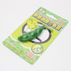 New Creative Extrusion Pea Bean Soybean Edamame Stress Relieve Toy Keychain Cute Fun Key Chain Ring Paty Gift Bag Charms Trinket230q