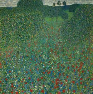 Field of Poppies, 1907 av Gustav Klimt Oil på Canvas Replica Masterpiece Wall Art For Bedroom Christmas Home Decoration Handmade