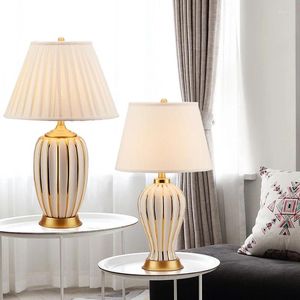 Tischlampen Luxus Postmoderne amerikanische Keramiklampe für Schlafzimmer Wohnzimmer Home Dekorative Nachttischlampe EU-Stecker Hochzeitsgeschenk