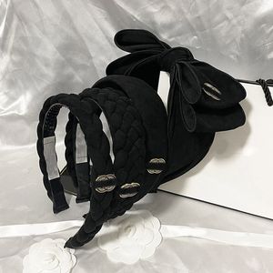 Mode Frauen Designer Stirnband Brief Schleife Haarbänder Sommer schwarz breit schmal Headwrap klassische Daimond Luxus Stirnbänder Kopfbedeckung Dame Haarschmuck ZB087