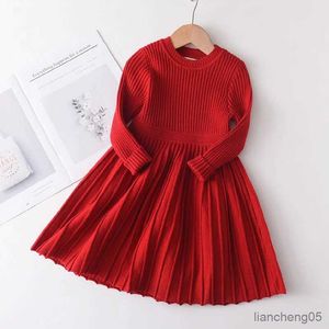 Girl's Dresses Long Sleeve Sweater Dress Girls Baby Girl Clothes Sweet Party Dresses Christmas Little Girl Clothes R231031
