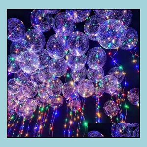 Party Decoration Light Up Bobo Balloon Luminous Transparent Party Decoration Bubble With LED Strings Drop Delivery 2021 Home Garden F Dhnmr