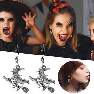 Stud Small Earrings for Second Hole Halloween Collection Flying Witch Vintage Bronze Fashion Cross d Women 220901