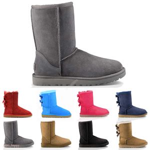 Hochwertige Australien Bow U Schneeschuhe Damen Kinder Schneestiefel Weiches, bequemes Schaffell Warm halten Plüschstiefel Staubbeutel Schöne Geschenke 5062G