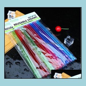 Drinking Straws 10.5Inch Colorf Plastic Drinking Sts 26Cm Reusable For Tall Skinny Tumblers Pp Candy Color Cocktail Bar Tools Drop De Dh1Em