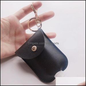 Party Favor Sleeves Buttons Hand Sanitizer Holder Leather Sheath Keyring Pendant Empty Holsters Mini Storage Organizer Gel Bottle 5 2 Dhryx