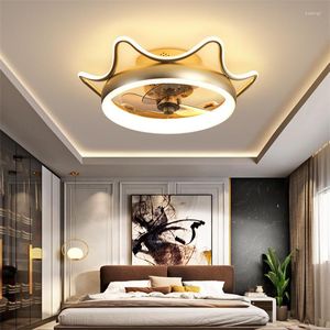 Lampade a sospensione Corona Camera da letto Luce Lampadario Ventilatore a soffitto Lampada a sospensione Camera dei bambini di lusso Droplight delle ragazze Acrilico 48w 80w