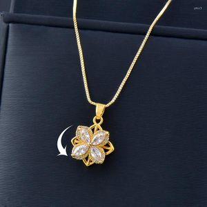 Anhänger Halsketten Leeker Drehbare Gold Silber Farbe Windmühle Blume Spinner Halskette Für Frauen Hochzeit Zubehör Schmuck 2022 824 LK2