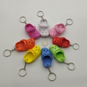 Fashion Cute Key Rings 3D EVA Beach Hole Little Croc Shoe Keychain Girl Gift Bag Accessories Decoration Floating Key Chain Charm