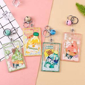 Cartoon Cute Business Credit Cristed Cartter Case Acrylic Transparent Card Case para menino Titulares de identifica￧￣o de garotos Cobra com Bell Keychain