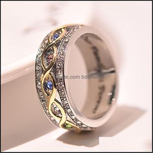 Bröllopsringar Vår familj är Forever Classical Jewelry 925 Sterling Sier Colorf Zircon Promise Women Wedding Engagement Band Rin Dhrkc