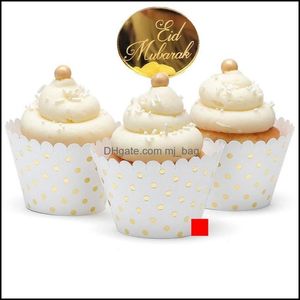 Bolo Tools Gold Gold Eid Mubarak Cake Toppers Sier Ramadan Baking Topper para Cupcake Decorations Supplies 1994 Drop Delivery 20 DHT1P