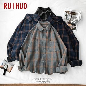 Männer s lässige Hemden Ruihuo Plaid für Kleidung Schwarz Langarm Fasion M 5xl Ankunft 220901