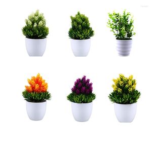 Decorative Flowers 1Pc Simulation Tree Pot Artificial Plants Bonsai Plastic Small Plant Potted Ornaments For Home Garden El Party Decor