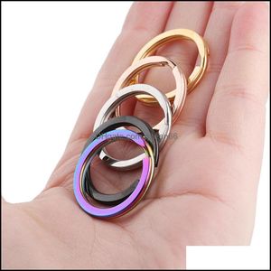 Portachiavi 2X30Mm Arcobaleno Rotondo Cerchio Oro Sier Colore Portachiavi Portachiavi in metallo Anelli divisi Portachiavi unisex Portachiavi Accesso Dhvtq