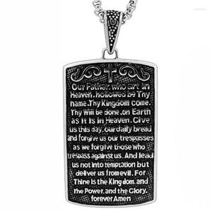 Pendant Necklaces Megin D Stainless Steel Titanium Cross English Letter Hip Hop Collar Chains Necklace For Men Women Father Gift Jewelry