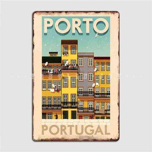 Metallmålning Resaffischer Porto Portugal Poster Metal Plack Garage Club Wall Cave Printing Wall Decor Tin Sign Poster T220829