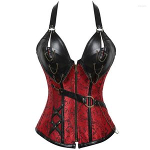 Bustier Corsetti Sexy Capispalla gotico Body Bustier Overbust Corsetto Steampunk Cintura disossata in acciaio Catena Vita da donna Cincher Plus Taglia S-3XL