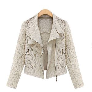 Giacche da donna Pizzo Biker Autunno Marca Alta qualità Capispalla completo Tempo libero Casual Cerniera corta in metallo LIBERA LA NAVE 220901