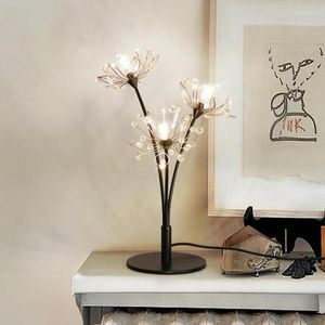 テーブルランプダイニングルームの装飾クリスタルライト3 PCS LED STAR DESK LAMP WEDDITE ANTIQUE IRON BAR照明ベッドルームランパラ