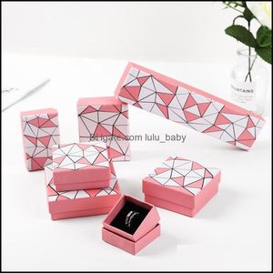 ジュエリーボックスIrregar Geometry Jewelry Box Trend Ringギフトケースネックレススタイル用ピンクホワイトストレージペンダントディスプレイドロップ配信