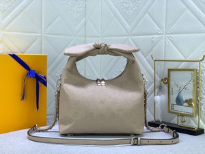 WHY KNOT PM Perforated Mahina Leather Shoulder Bag M20700 Cream Beige Womens Knot-shape Designer Handle Bag Braided Chain Luxury Cross Body M20701M20703 7A quality