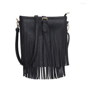 Akşam çantaları süper vintage bohemian fringe messenger crossbody pu deri kadın püskül boho hippi çingene kadın çanta