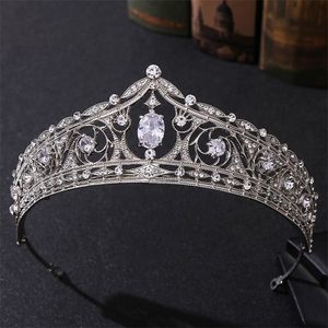 Biżuteria do włosów ślubnych barokowy luksusowy geometryczny tiar ślubny sześcienna cyrkonia crown kryształ konkurs