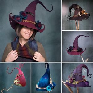 Szerokie brzeg kapelusze czarownice cosplay halloweenowe czarownice zabawne dekoracje męskie dorosłe dorosłych dzieci rekwizyty impreza impreza świąteczna mody 220901
