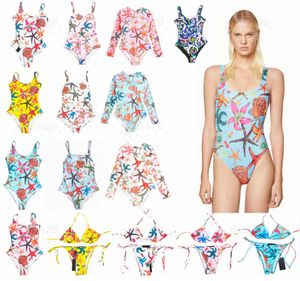 Starfish Print Swimwear Hipster Padded Push Up Women's One-piece Swimsuits Outdoor Beach Swimming Travel Vacation Wear