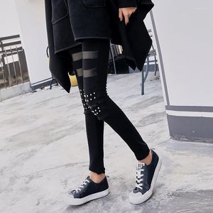 여자 바지 여자 Capris Korea 2022 Spring High Waist Rivets Skinny Women Street 패션 기질 슬림은 얇은 바지 조조