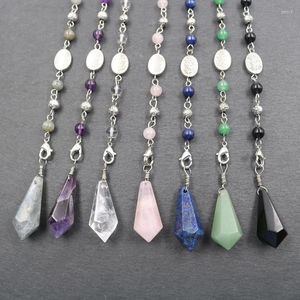 Colares pendentes yjxp cálculos naturais hexagonal cúcula de vida pêndulum chakra cadeia de miçangas para doar o cristal de quartzo de reiki de reiki