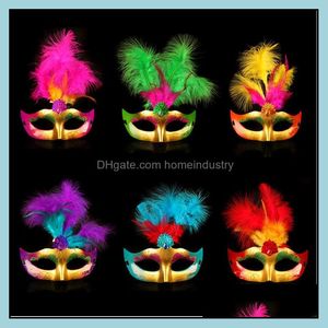Parti Maskeleri MTI Renkli Tüy Pvc Prenses Maskesi Seksi Hallowmas Venedik Bauta Yarım Yüz Partisi Dans Masquerade Cosplay Decer Del Del Dhuc0