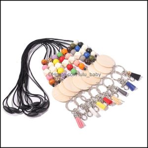 Pendanthalsband 2021 Personliga Sile Beads Disc Necklace Keychain Teacher Sjuksköterska ID -kort Breakaway Lanyard 52C3 Drop Delivery Jewe Dhhob