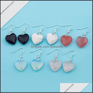 Charm Love Heart Natural Stone Charms ￶rh￤ngen Pink Blue Sand Dingle For Women Gift Drop Delivery 2021 Jewelry Dhseller2010 DHA3Y