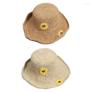 Strand-Sonnenhut aus Stroh für Damen mit breiter Krempe, verstaubar, für Damen, UV-Sommerkappen
