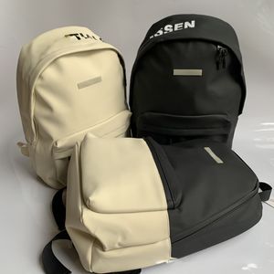 Men's Brand Backpacks Pu Leather School Bags Designer Backpacks Black Beige