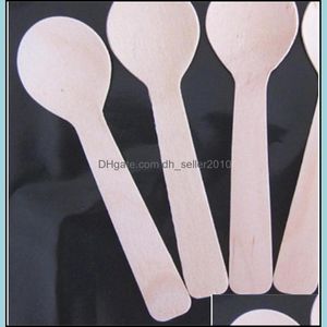 Spoons Restaurant Dessert Spoons Disposable Wooden Spoon Children Round Tableware Cam Kitchen Supplies Birthday Party Picnic 0 08Ls F Dhcgd