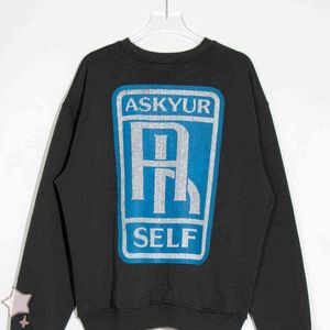 Erkek Hoodies Sweatshirts Askyurf Sweatshirts Yüksek Kaliteli Erkekler Kadın Mürettebat Boyun Mavi Baskı Hoody Sweatshirt T220906