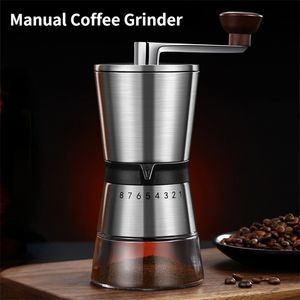 Manual kaffekvarnar Manual kaffekvarn bärbar bönor handfräsning rostfritt stål handgjorda köksmakningsverktyg 68 växlar justerbara inställningar 220830