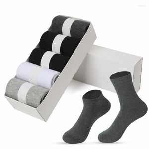 Calzini da uomo 5 paia box pack da uomo in cotone Meias Crossfi nero business morbido traspirante estate inverno per uomo taglia regalo da ragazzo