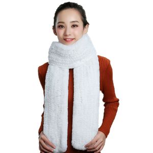 本物の毛皮のスカーフショールズ女性レックスラビットネッカチーフ冬の温かいふわふわソフト180cmx13cm