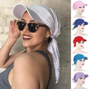 Basker 12 färger Kvinnor Muslimska Turban Kepsar Indien Hat Ren Färg Handduk Hijab Scarf Volang Cancer Chemo Huvudduk Casual Head Wrap