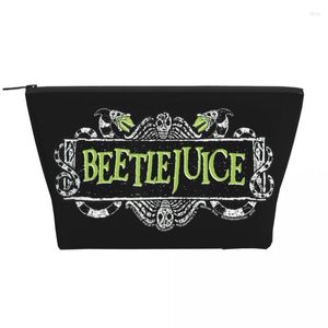 Косметические сумки Beetlejuice Green Sign Travel Sag Tim Burton Movie Movie Halloween Туалубы из организатора макияза