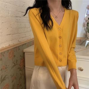 Women's Sweaters Women's Slim Knitted Outwear Ladies Long Sleeve Sweater Cardigan Spring Autumn 2022 Korean Style Solid Color Button