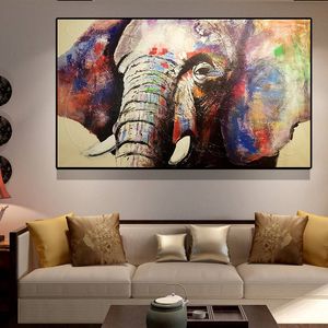 Abstrakte Wandkunst, Tierölgemälde, Aquarell, Afrika-Elefant auf Leinwand, skandinavisches nordisches Wandkunstbild für Wohnzimmer