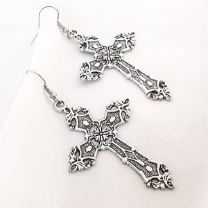 Croce incantature che penzolano orecchini a goccia collana donne barocche goth gothic vintage di gioielli in metallo accessori Big Long Party Gift