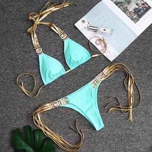 Damenbadebekleidung Strass Kristall Daimond Quaste Bikini 2022 Frauen Badeanzug Weibliche Zweiteilige Set Halter Badeanzug Schwimmen