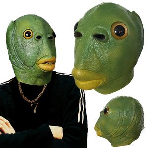 Parti Maskeleri Yetişkin Komik Çirkin Yeşil Balık Headgear Lateks Cosplay Cadılar Bayram